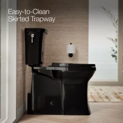 Tall ContinuousClean two-piece elongated toilet with skirted trapway, 1.28 gpf