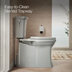 Tall ContinuousClean two-piece elongated toilet with skirted trapway, 1.28 gpf