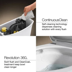 Tall ContinuousClean two-piece elongated toilet with skirted trapway, 1.28 gpf