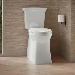 Tall ContinuousClean two-piece elongated toilet with skirted trapway, 1.28 gpf
