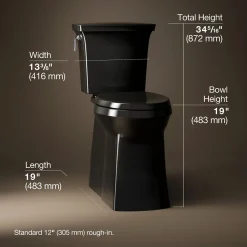 Tall ContinuousClean two-piece elongated toilet with skirted trapway, 1.28 gpf