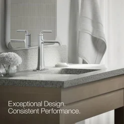 Tall single-handle bathroom sink faucet, 0.5 gpm