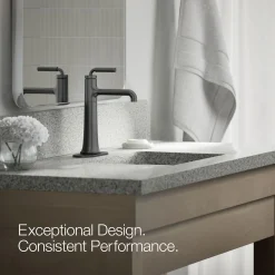 Tall single-handle bathroom sink faucet, 0.5 gpm