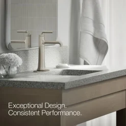Tall single-handle bathroom sink faucet, 0.5 gpm