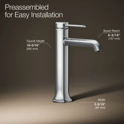 Tall single-handle bathroom sink faucet, 1.2 gpm