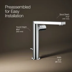 Tall single-handle bathroom sink faucet with Cylindrical handle, 1.2 gpm