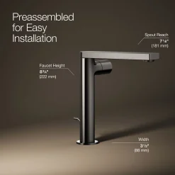 Tall single-handle bathroom sink faucet with Cylindrical handle, 1.2 gpm