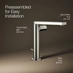 Tall single-handle bathroom sink faucet with Cylindrical handle, 1.2 gpm