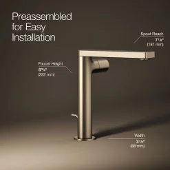 Tall single-handle bathroom sink faucet with Cylindrical handle, 1.2 gpm
