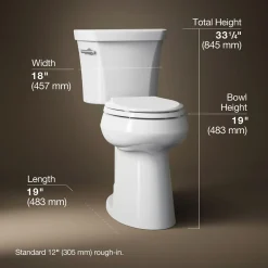 Tall two-piece elongated toilet, 1.28 gpf