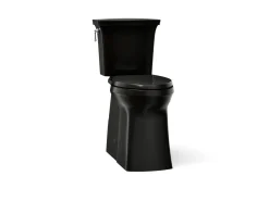 Tall two-piece elongated toilet with skirted trapway, 1.28 gpf