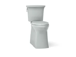 Tall two-piece elongated toilet with skirted trapway, 1.28 gpf