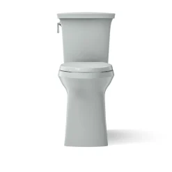 Tall two-piece elongated toilet with skirted trapway, 1.28 gpf