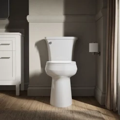 Tall two-piece round-front toilet, 1.28 gpf