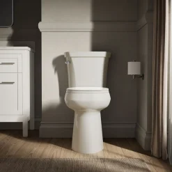 Tall two-piece round-front toilet, 1.28 gpf