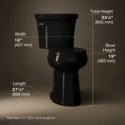 Tall two-piece round-front toilet, 1.6 gpf