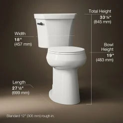 Tall two-piece round-front toilet, 1.6 gpf