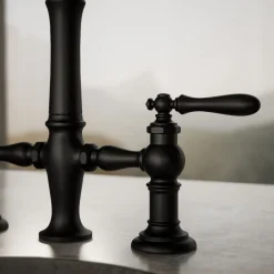 Three-hole bridge bar sink faucet with side sprayer
