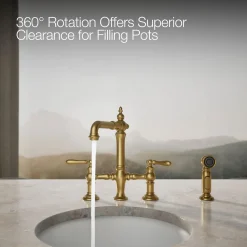 Three-hole bridge bar sink faucet with side sprayer