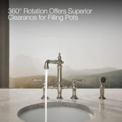 Three-hole bridge bar sink faucet with side sprayer