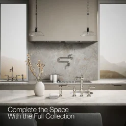 Three-hole bridge bar sink faucet with side sprayer