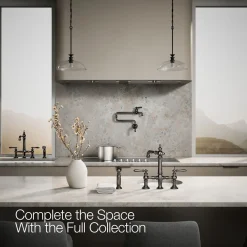 Three-hole bridge bar sink faucet with side sprayer