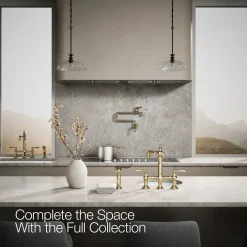 Three-hole bridge bar sink faucet with side sprayer