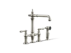 Three-hole bridge kitchen sink faucet with side sprayer