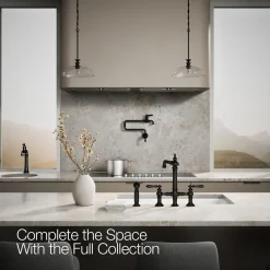 Three-hole bridge kitchen sink faucet with side sprayer