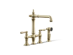 Three-hole bridge kitchen sink faucet with side sprayer