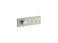 Three-outlet recessed mechanical thermostatic valve control