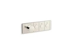 Three-outlet recessed mechanical thermostatic valve control