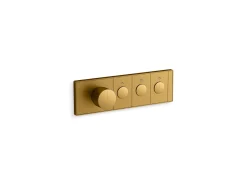 Three-outlet recessed mechanical thermostatic valve control