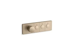 Three-outlet recessed mechanical thermostatic valve control