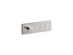 Three-outlet recessed mechanical thermostatic valve control