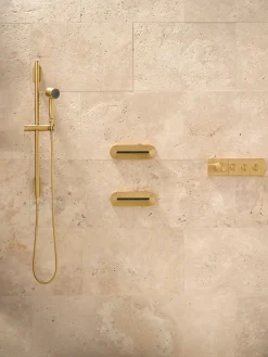 Three-outlet recessed mechanical thermostatic valve control