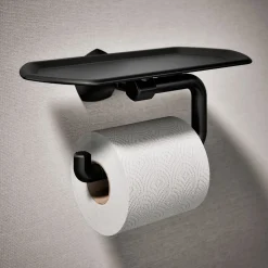 Toilet paper holder with tray