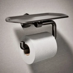 Toilet paper holder with tray