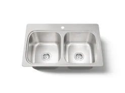 33" top-mount double-bowl kitchen sink