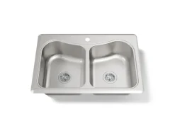 33" top-mount double-bowl kitchen sink