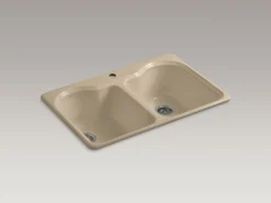 33" top-mount double-bowl kitchen sink