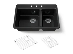 33" top-mount double-bowl kitchen sink