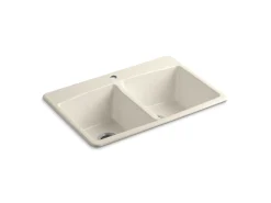 33" top-mount double-bowl kitchen sink