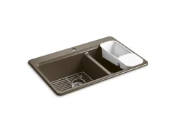 33" top-mount double-bowl workstation kitchen sink