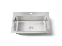 33" top-mount single-bowl kitchen sink