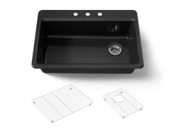 33" top-mount single-bowl kitchen sink