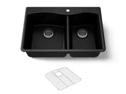 33" top-/undermount double-bowl kitchen sink