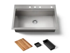 33" top-/undermount single-bowl kitchen sink