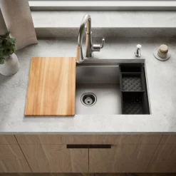 33" top-/undermount single-bowl kitchen sink