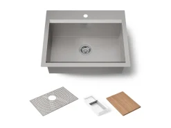 27" top-/undermount single-bowl workstation kitchen sink